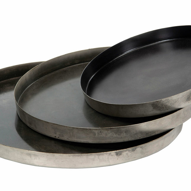 Rustikt, rundt fat i metall, 25 cm