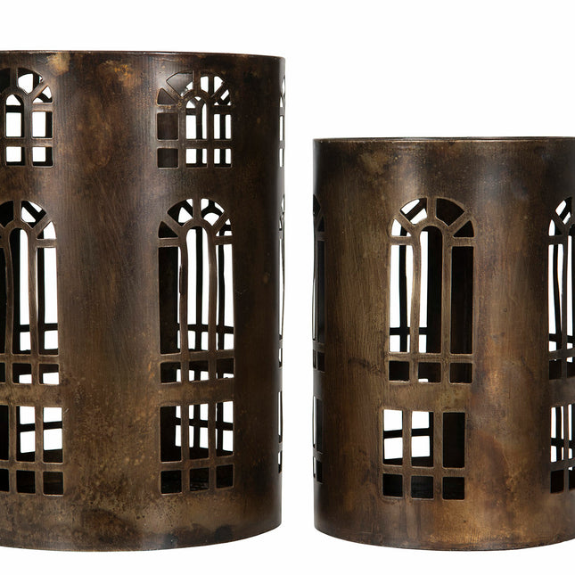 2 pk. Lykt, i mørk brun metall 2 størrelser