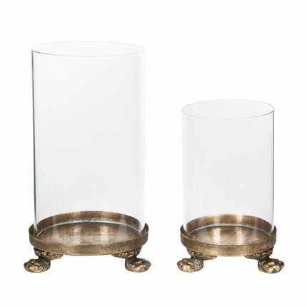 2 pk. Lyslykt i glass og messing, to størrelser