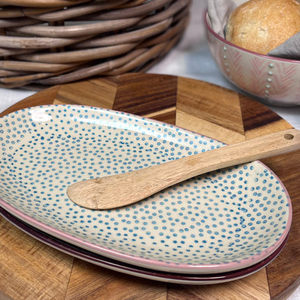 Patrizia tallerken / fat, blå prikket