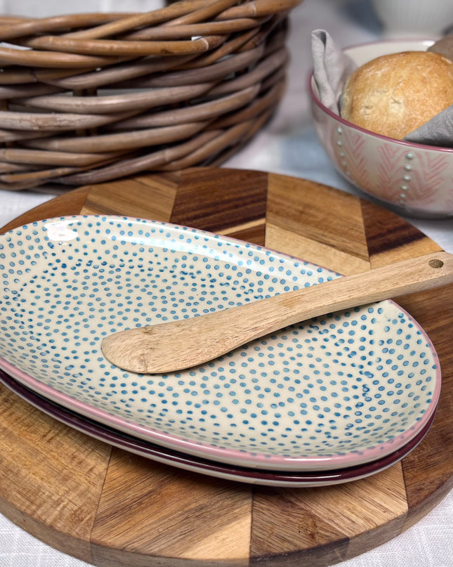 Patrizia tallerken / fat, blå prikket