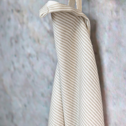 Kopphåndkle, beige- og hvitstripet