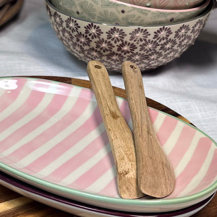 Patrizia tallerken / fat, rosa stripet