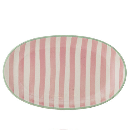Patrizia tallerken / fat, rosa stripet