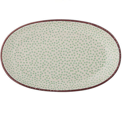 Patrizia tallerken / fat, grønn prikket