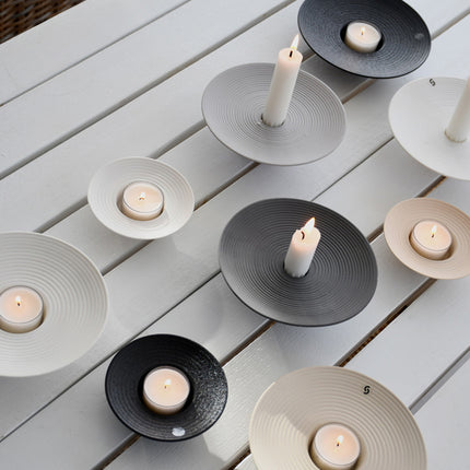 Tveta mørk grå lysestake for kronelys, D15 cm