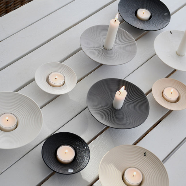 Tveta mørk grå lysestake for kronelys, D15 cm