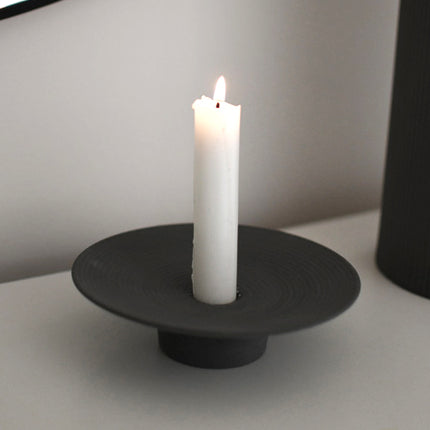 Tveta mørk grå lysestake for kronelys, D15 cm