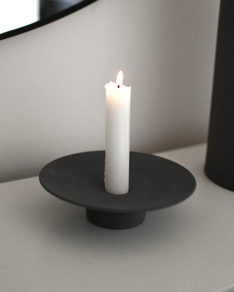 Tveta mørk grå lysestake for kronelys, D15 cm