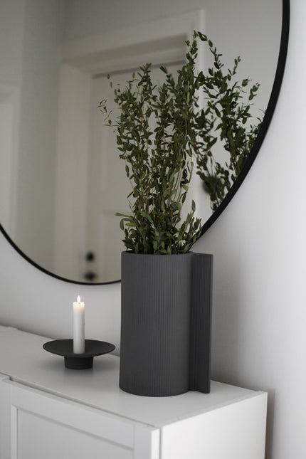 Tveta mørk grå lysestake for kronelys, D15 cm