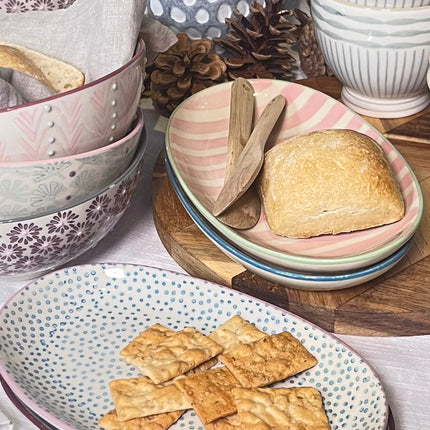 Patrizia tallerken / fat, blå prikket