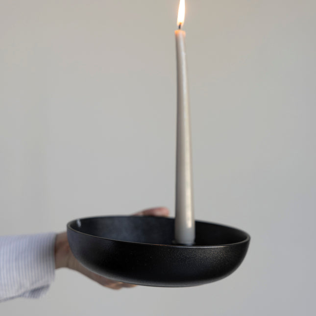 Lidatorp lysestake i sort keramikk, D21 cm