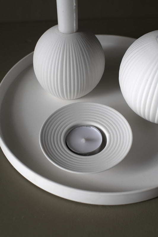 Tveta lysestake for t-lys, hvit, D10 cm