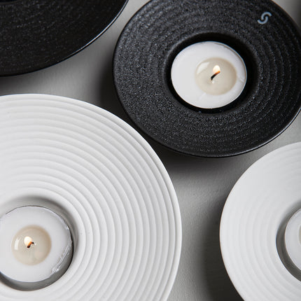 Tveta lysestake for t-lys, hvit, D15cm