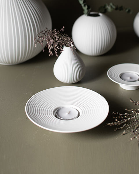 Tveta lysestake for t-lys, hvit, D15cm