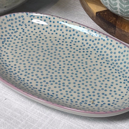 Patrizia tallerken / fat, blå prikket