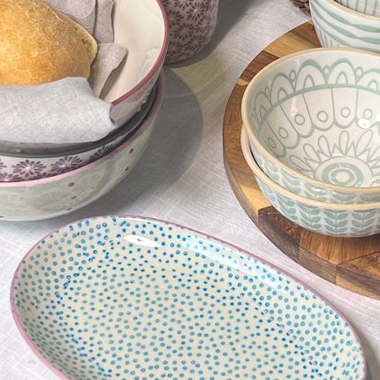 Patrizia tallerken / fat, blå prikket