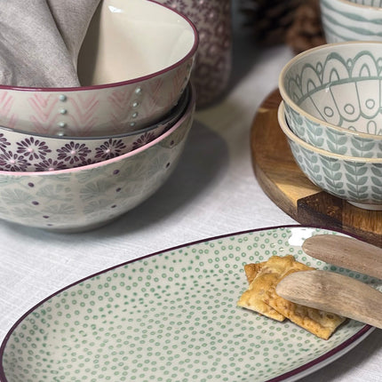 Patrizia tallerken / fat, grønn prikket