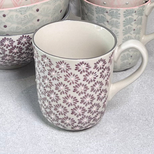 Maya krus, lilla blomstret mønster