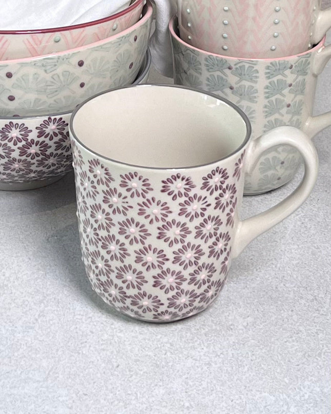 Maya krus, lilla blomstret mønster