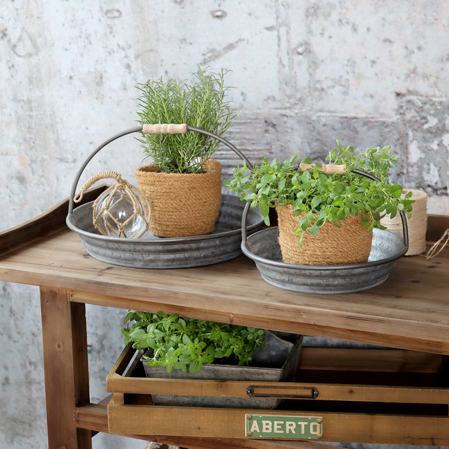 Rustikt fat med håndtak, liten