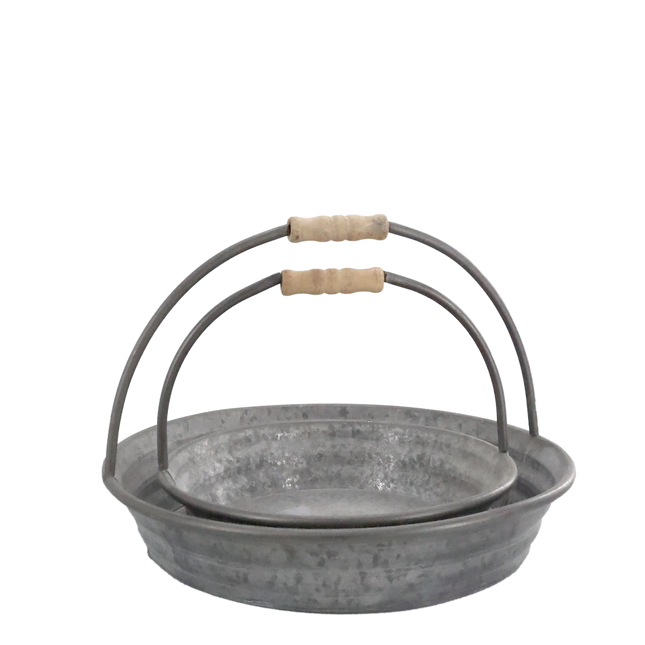 Rustikt fat med håndtak, stor