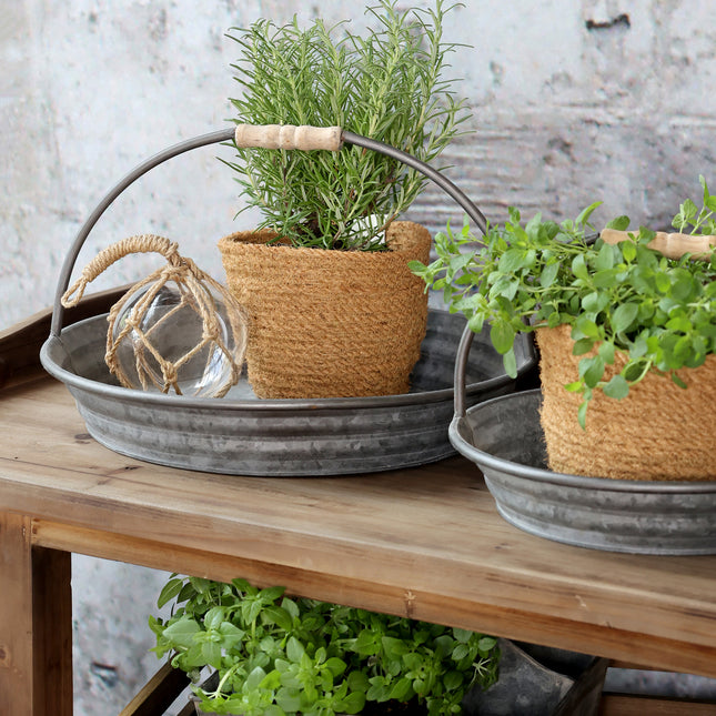 Rustikt fat med håndtak, stor