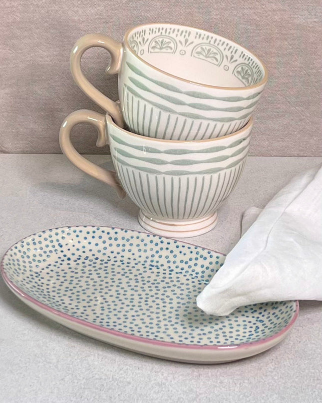 Patrizia tallerken / fat, blå prikket