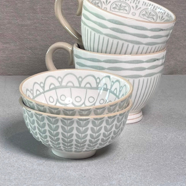 Maple skål med mønster i grønt