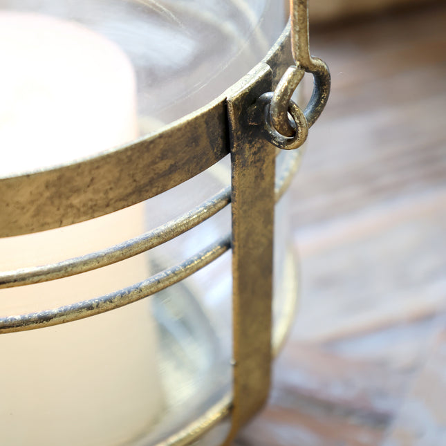 Lyslykt i glass og metall, 15 cm