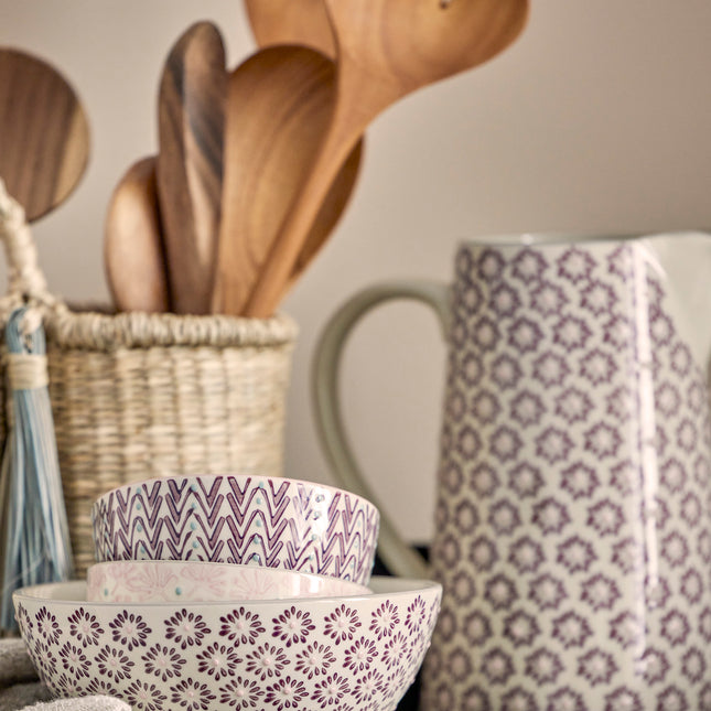 Maya skål,  med lilla blomster-mønster, 6,5 m