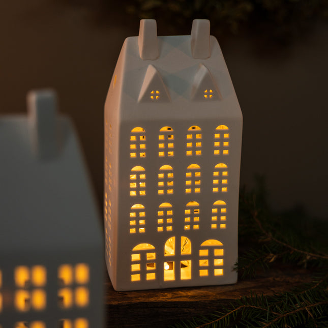 Storstaden lyshus for telys eller led, 22cm