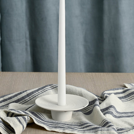 Tveta lysestake for kronelys, hvit keramikk, D15cm