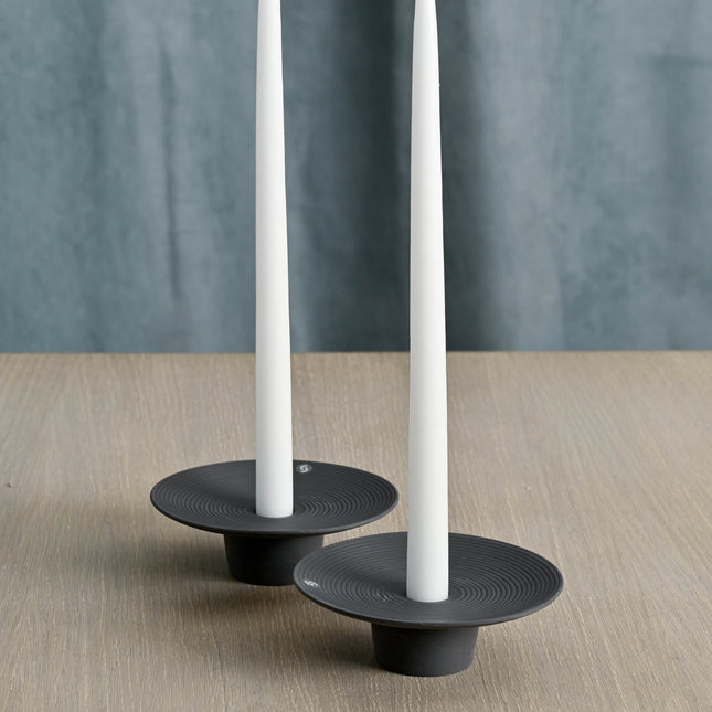 Tveta mørk grå lysestake for kronelys, D15 cm