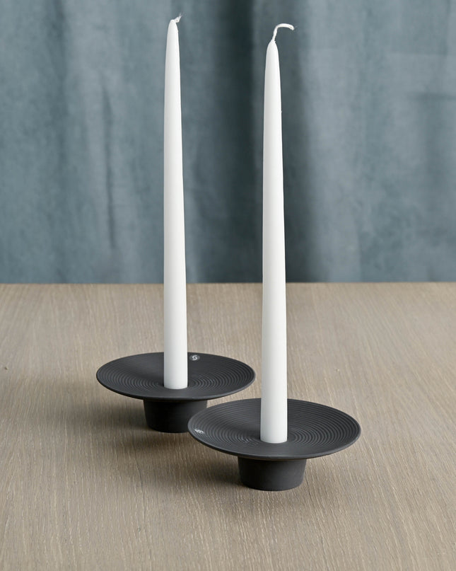 Tveta mørk grå lysestake for kronelys, D15 cm