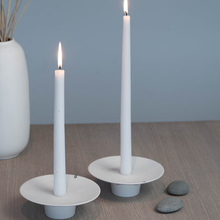 Tveta lysestake for kronelys, hvit keramikk, D15cm