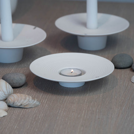 Tveta lysestake for telys i hvit kermikk, stor