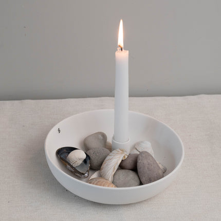 Lidatorp lysestake i hvit keramikk, D21 cm