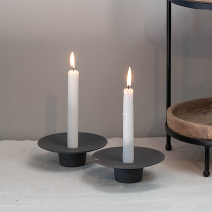 Tveta mørk grå lysestake for kronelys, D15 cm