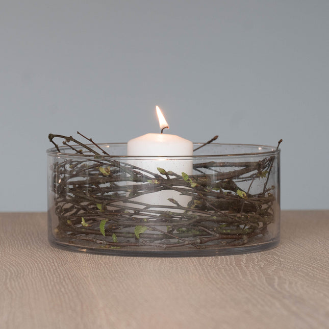 Cylinder vase i glass, lav modell, 20x12cm