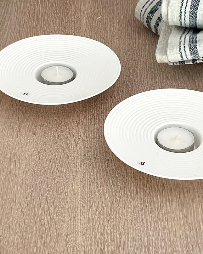 Tveta lysestake for t-lys, hvit, D15cm