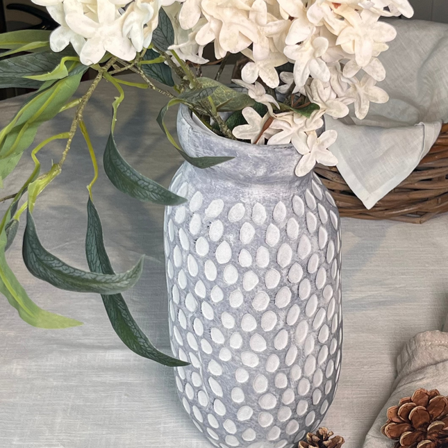 Dus blå vase i matt keramikk, 30 cm