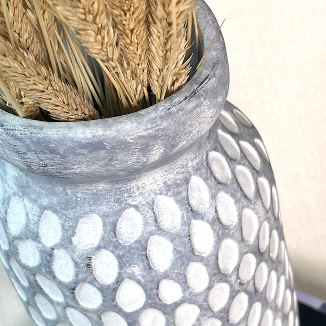 Dus blå vase i matt keramikk, 30 cm