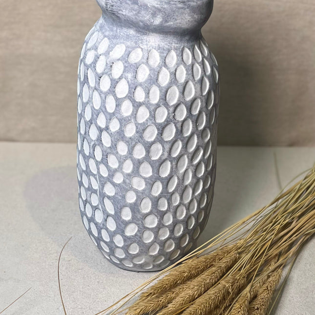 Dus blå vase i matt keramikk, 30 cm