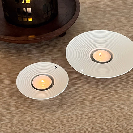 Tveta lysestake for t-lys, hvit, D15cm