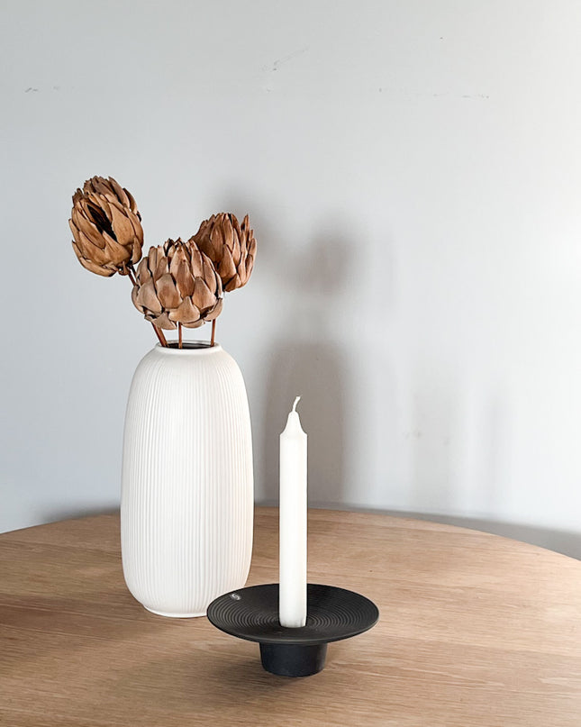 Tveta mørk grå lysestake for kronelys, D15 cm