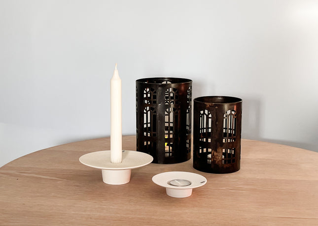 2 pk. Lykt, i mørk brun metall 2 størrelser