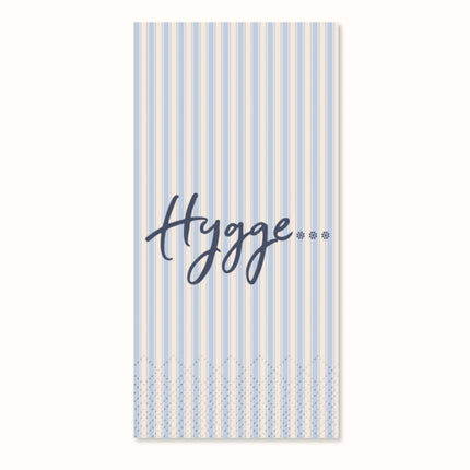 Blåstripet papirserviett med "hygge"