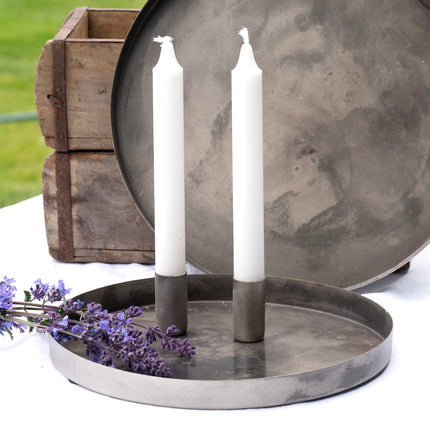 Rustikt, rundt fat i metall, 35 cm
