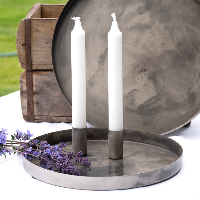 Rustikt, rundt fat i metall, 25 cm